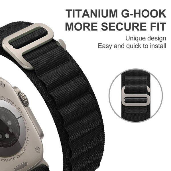 Black TG Alpine Loop Nylon Apple Watch Band - Image 7