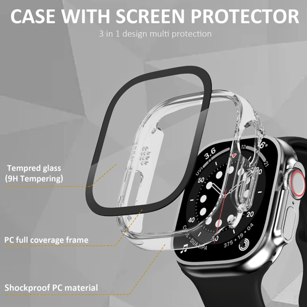 TG Glass Case Screen Protector for Apple Watch Series 8 & 7 - Image 2