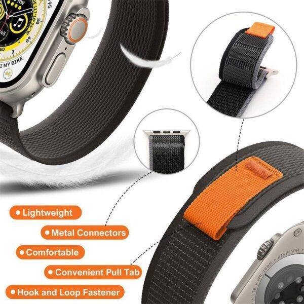 White TG Trail Loop Nylon Apple Watch Band - Image 6