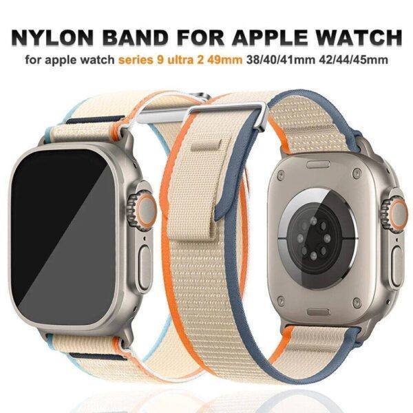 White TG Trail Loop Nylon Apple Watch Band - Image 3